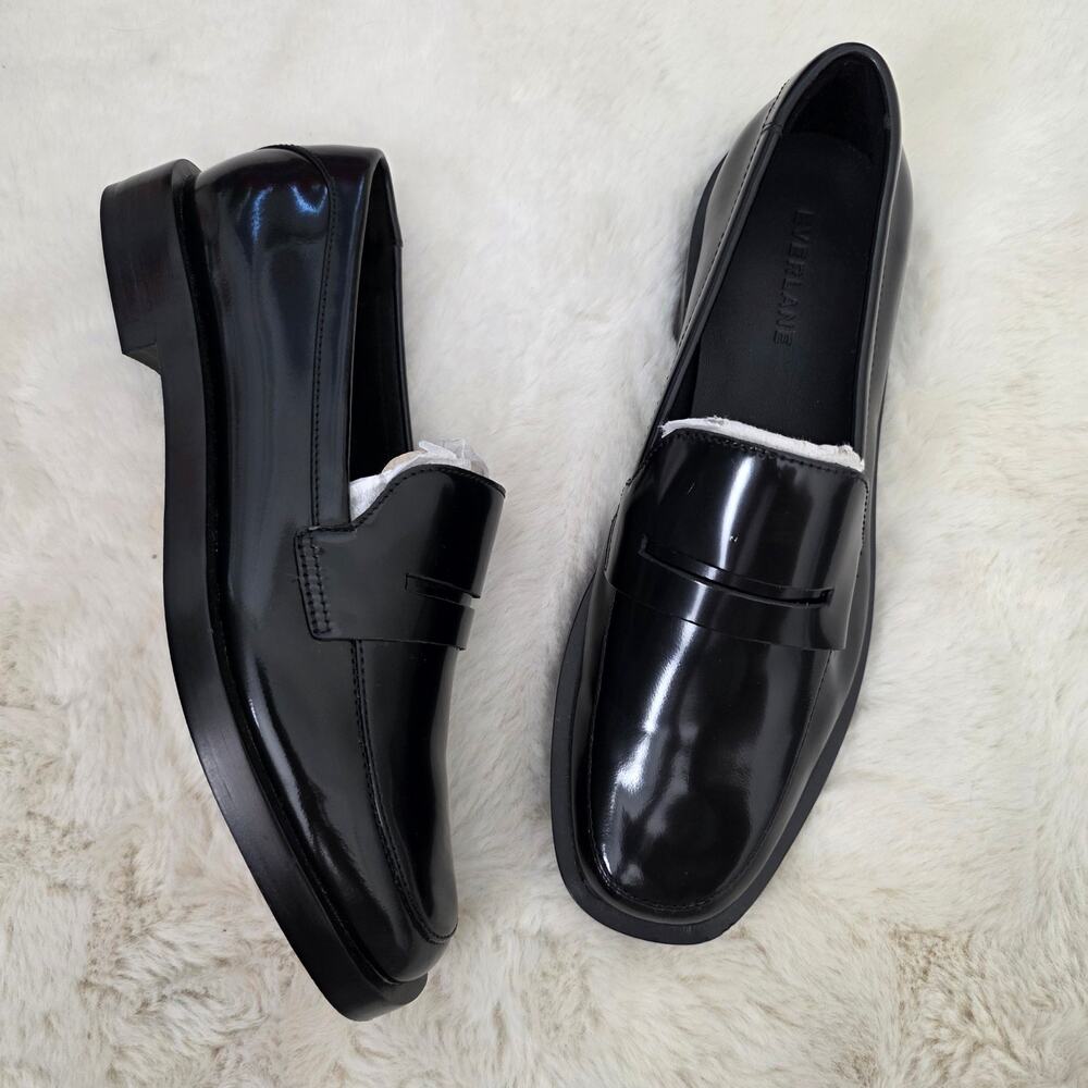 Everlane Classic Black Box Calf Leather Penny Loafer 7.5 Quiet Luxury New
